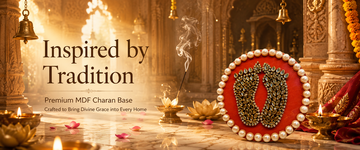 Handcrafted Shree Charan Paduka with Pearl Base – Decorative Puja & Spiritual Home Décor