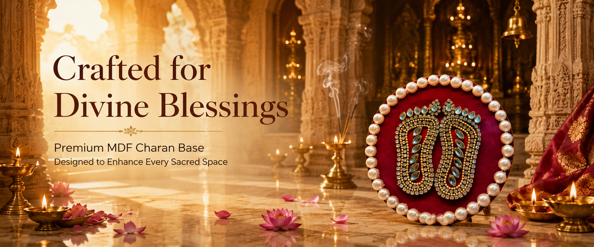 Handcrafted Shree Charan Paduka with Pearl Base – Decorative Puja & Spiritual Home Décor