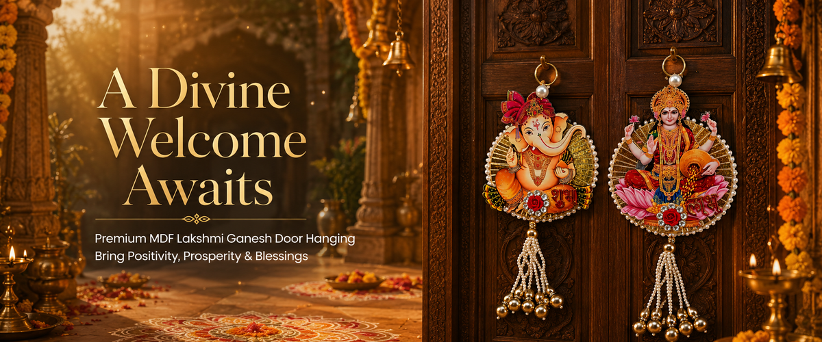 Handmade Shubh Labh Ganesha & Goddess Lakshmi Door Hanging Set – Auspicious Festive Home Décoor