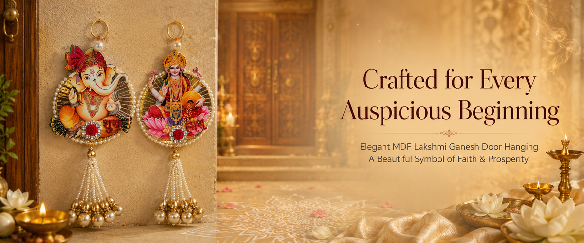 Handmade Shubh Labh Ganesha & Goddess Lakshmi Door Hanging Set – Auspicious Festive Home Décoor