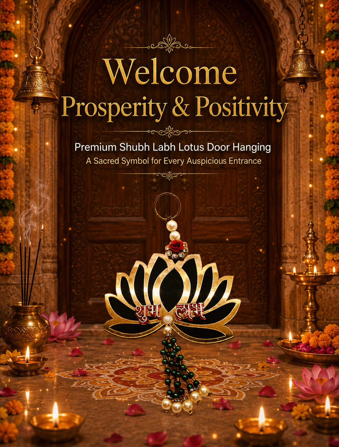Handmade Lotus Shubh Labh Hanging – Decorative Door & Wall Décor for Home