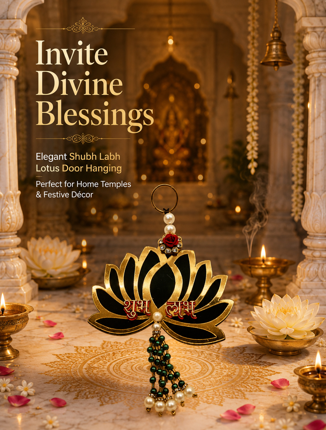 Handmade Lotus Shubh Labh Hanging – Decorative Door & Wall Décor for Home