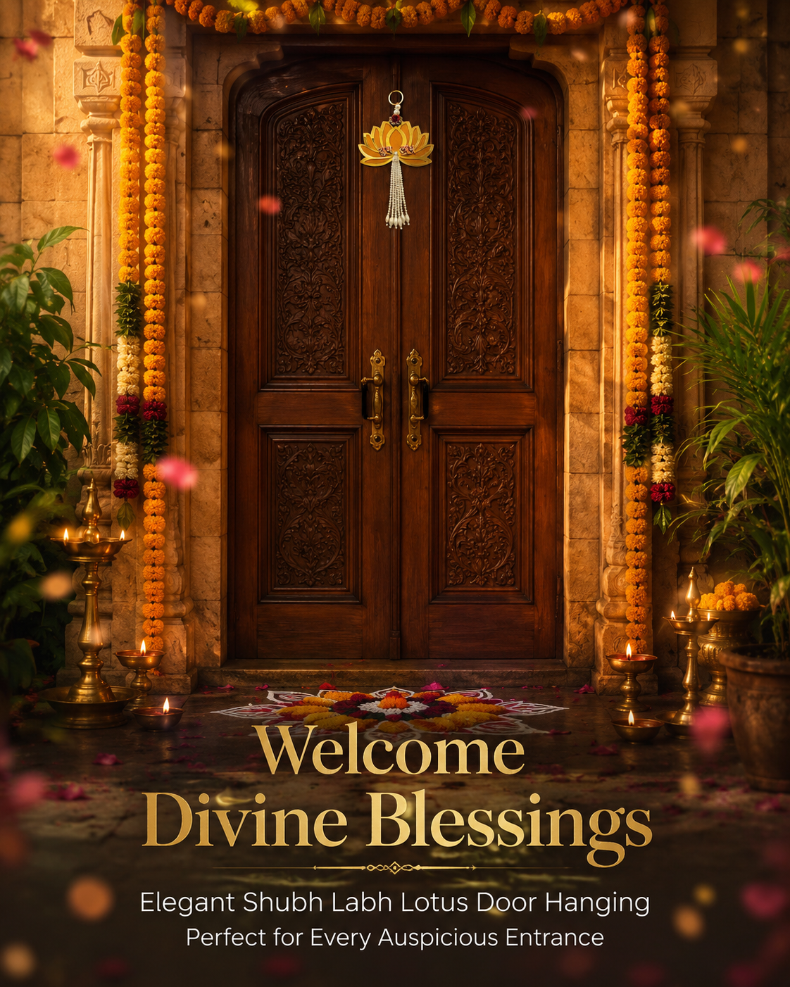 Handmade Lotus Shubh Labh Hanging – Decorative Door & Wall Décor for Home