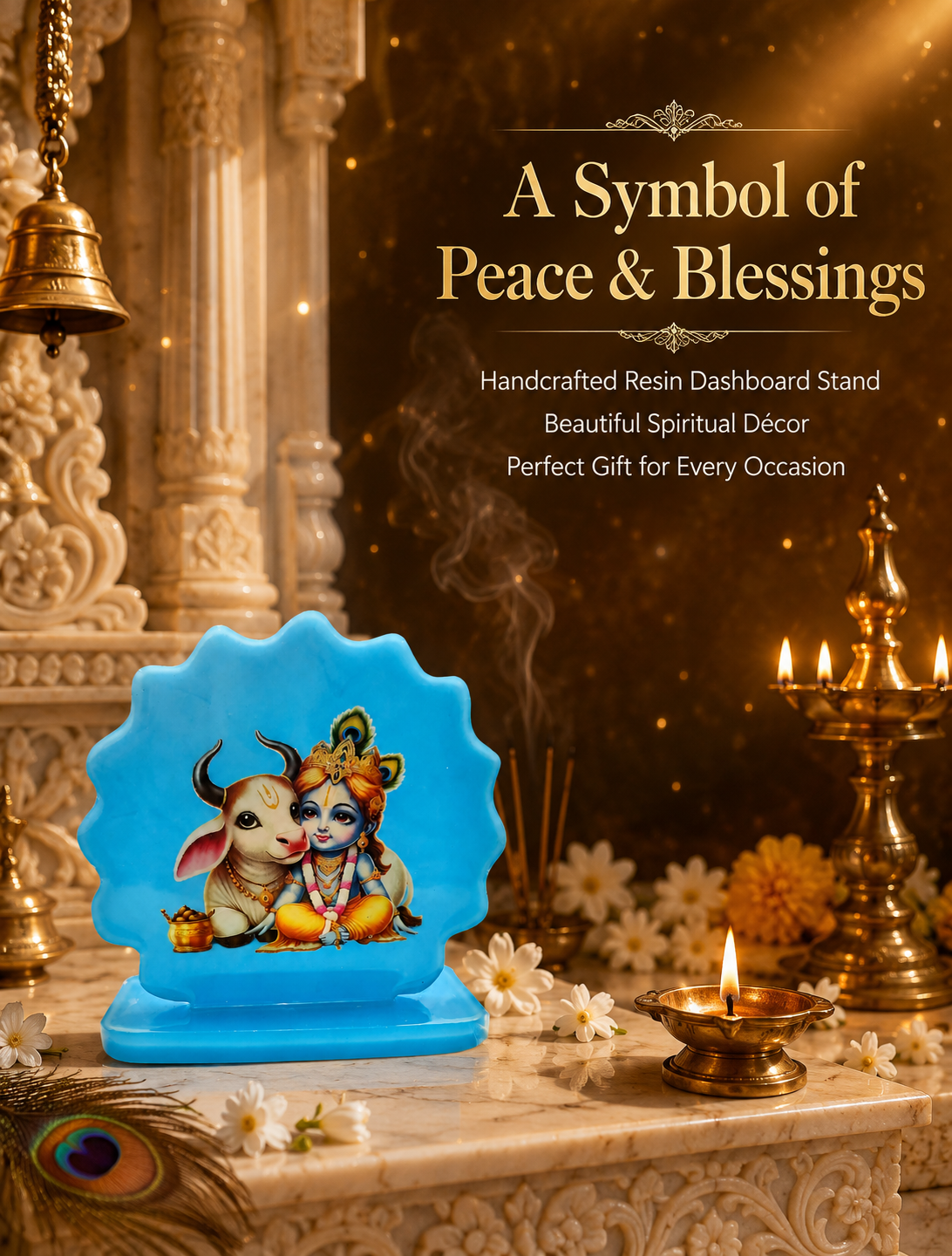 Handcrafted lord krishna  Car Dashboard Idol Set