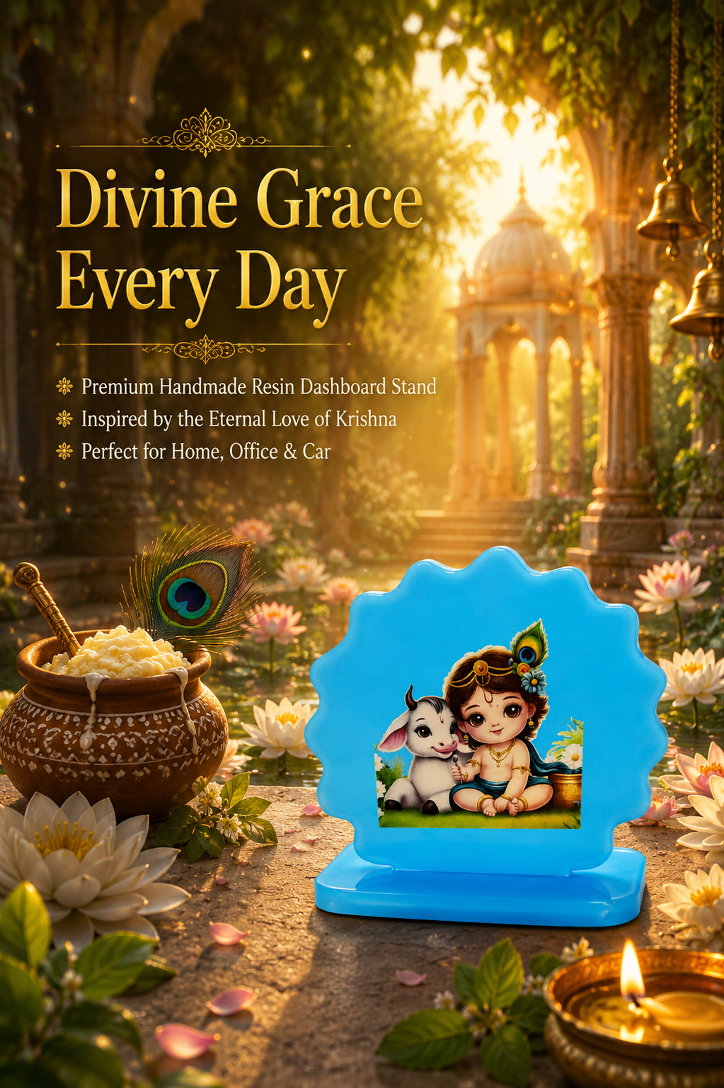 Handmade Resin Baby Krishna Car Dashboard Idol