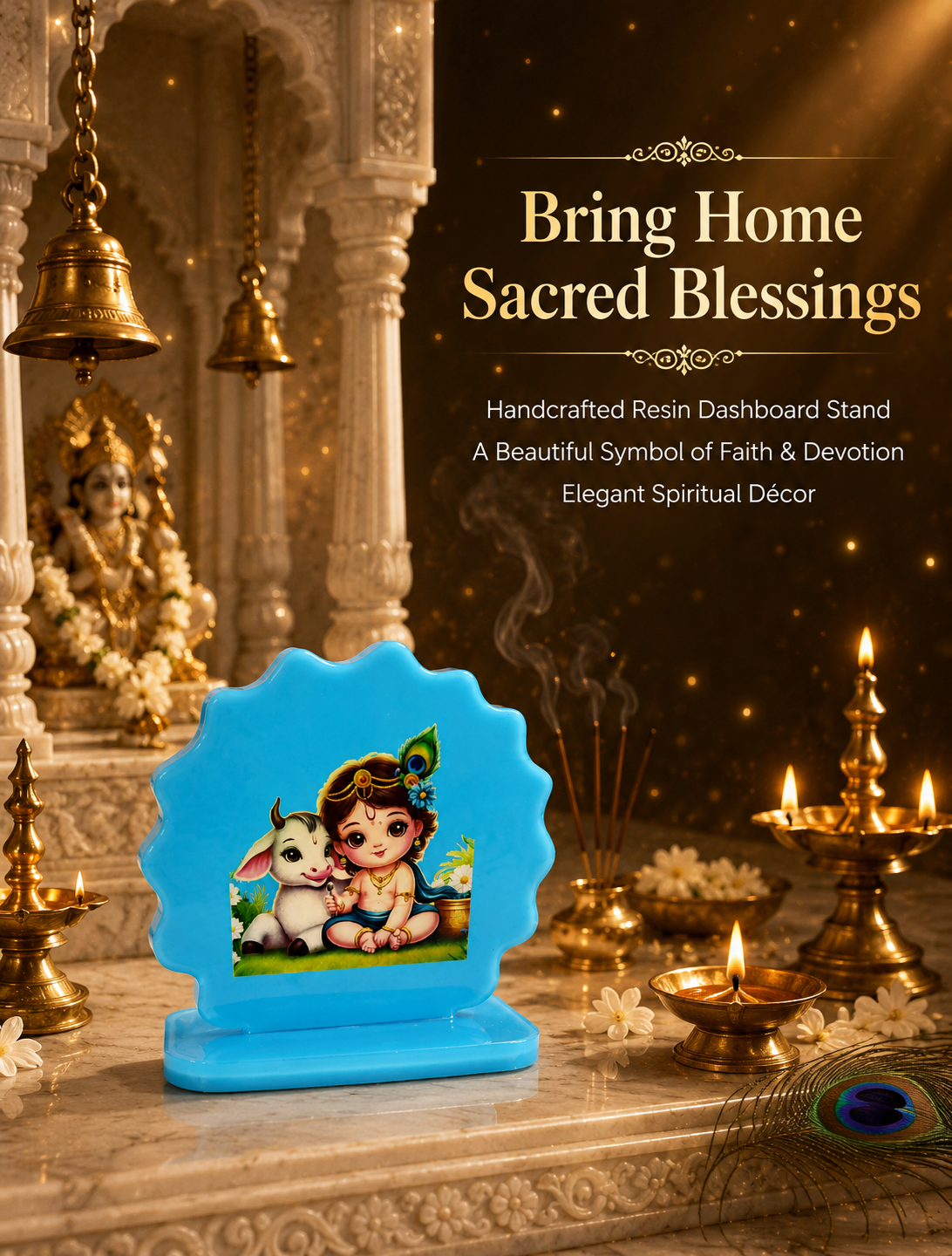 Handmade Resin Baby Krishna Car Dashboard Idol
