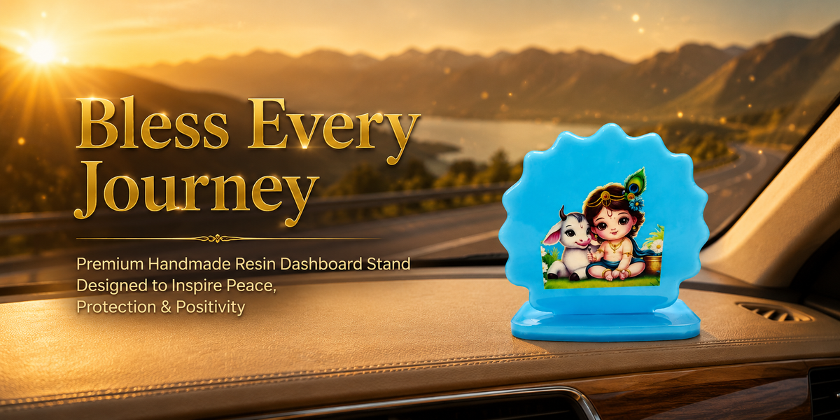 Handmade Resin Baby Krishna Car Dashboard Idol