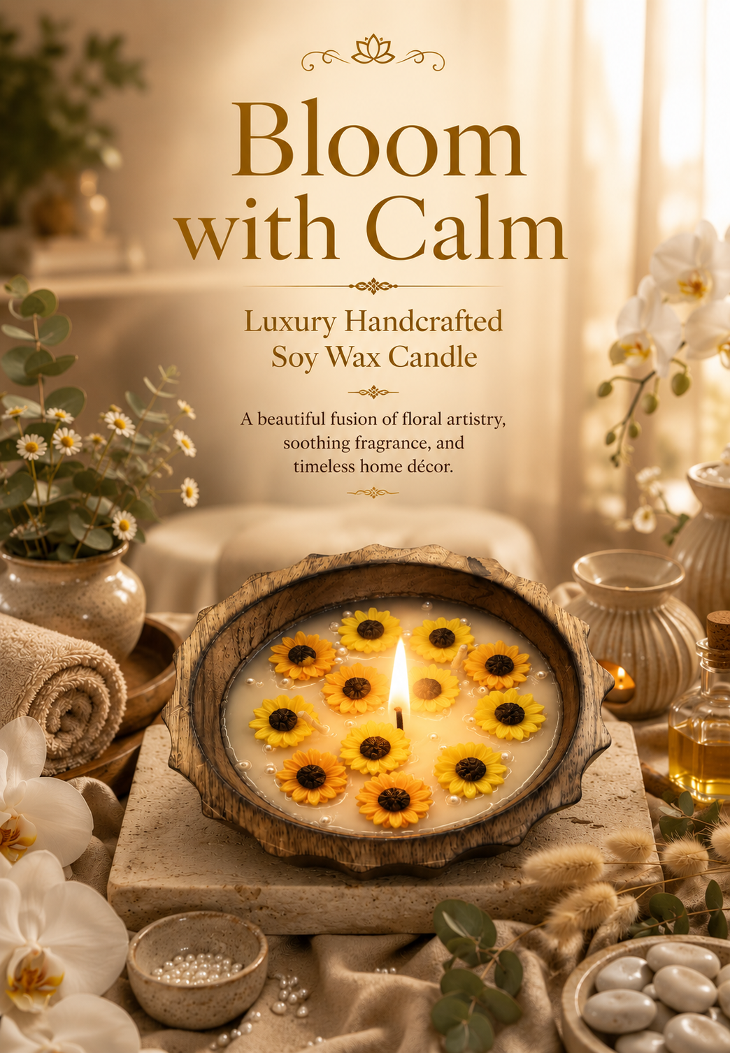 Sunflower Soy Wax Wooden Urli