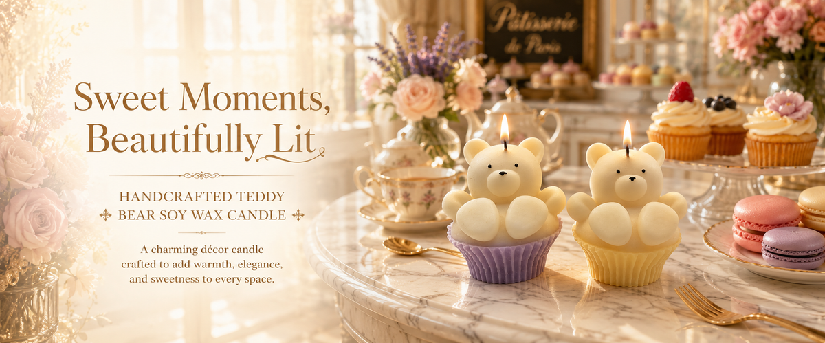 Handmade Teddy Bear Cupcake Scented Soy Wax Candle