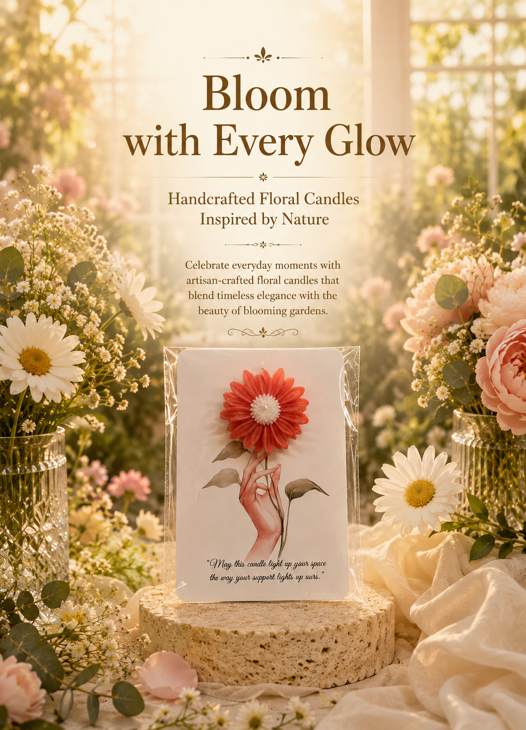 Handmade Daisy Flower Scented Soy Wax Candle 1pcs