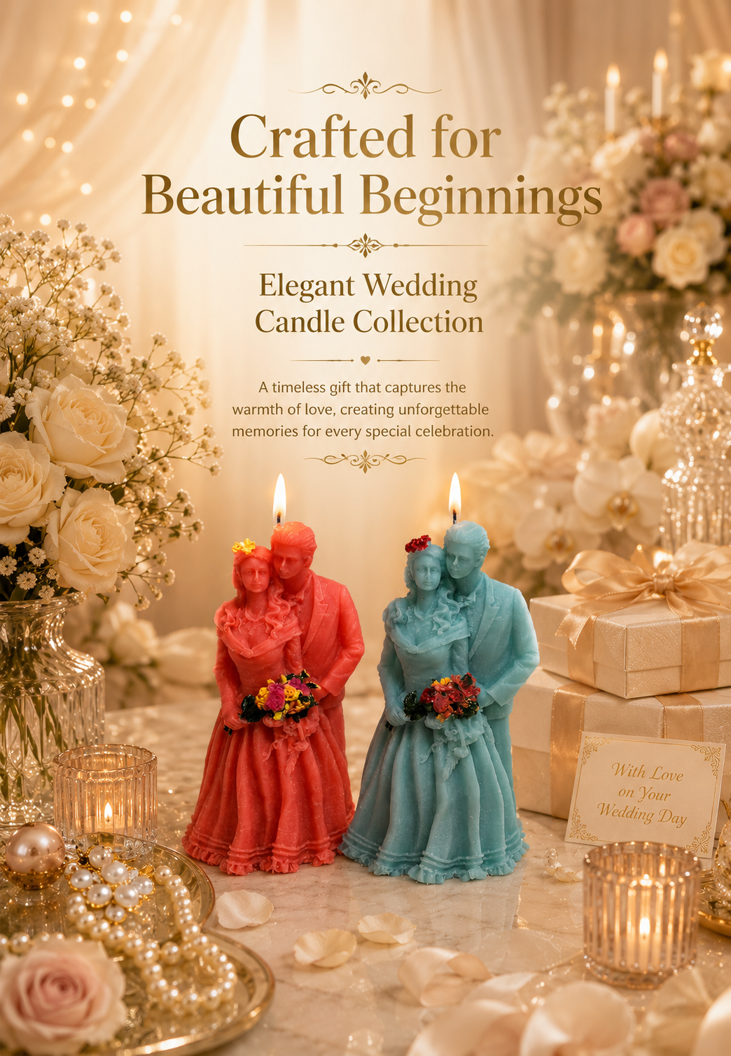 Handmade Bride & Groom Scented Soy Wax Candle 1pc