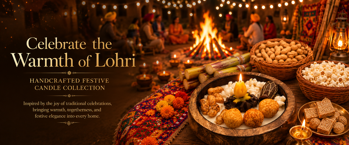 Handmade Lohri Bonfire Wooden Urli Soy Wax Scented Candle 1pcs