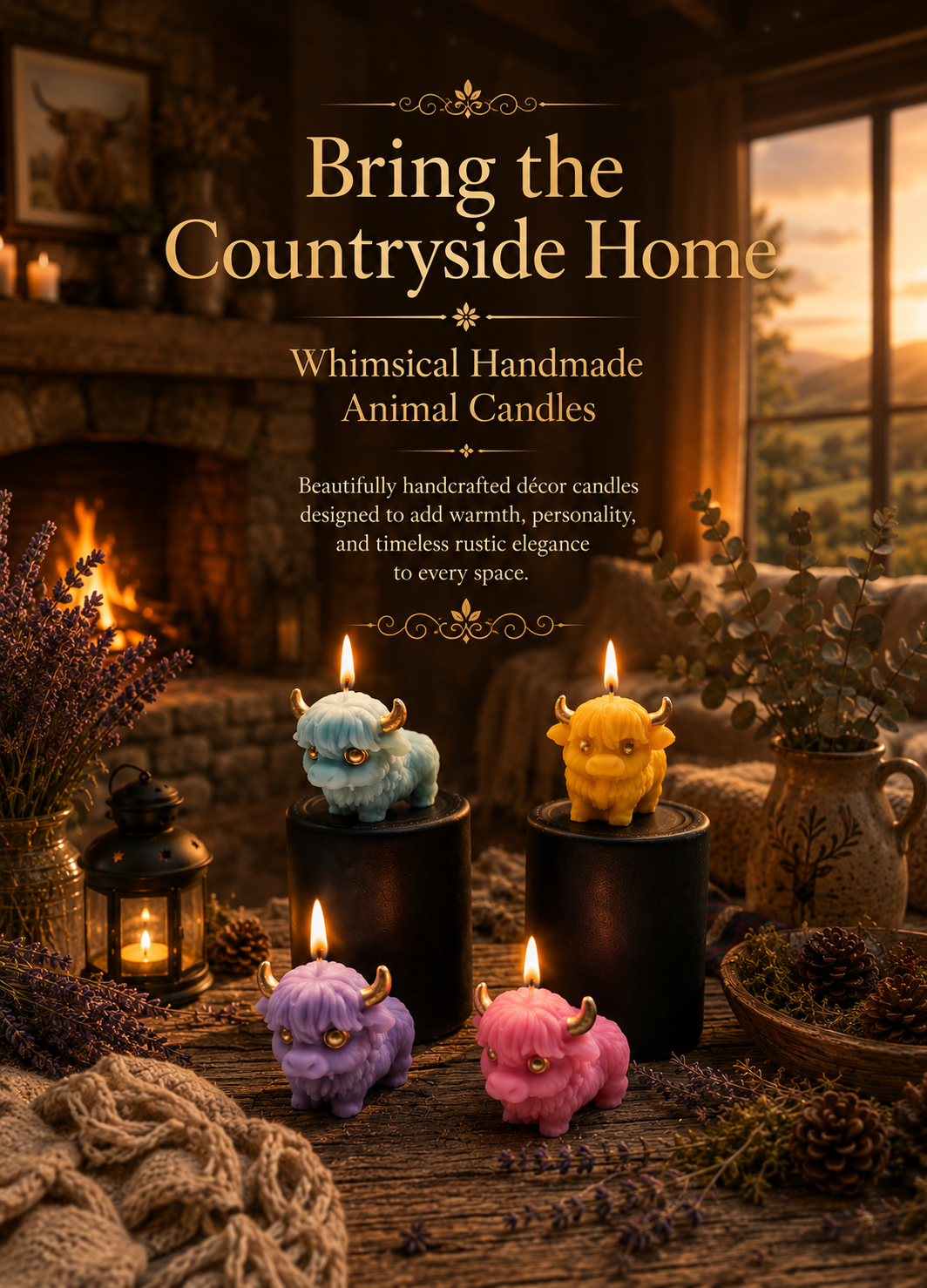 Handmade Highland Cow Scented Soy Wax Candle 2pcs