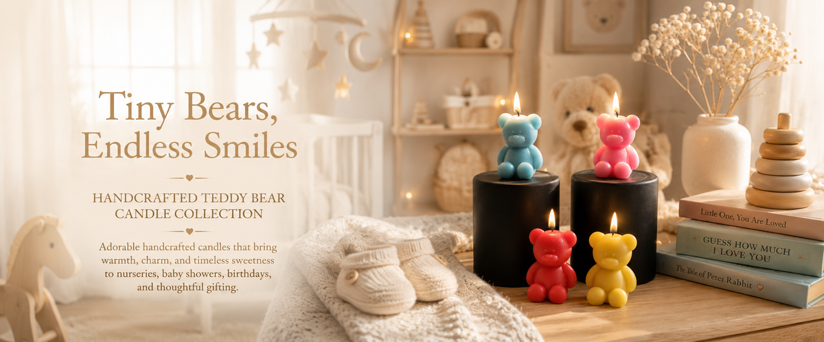 Handmade Teddy Bear Scented Soy Wax Candle 2pc
