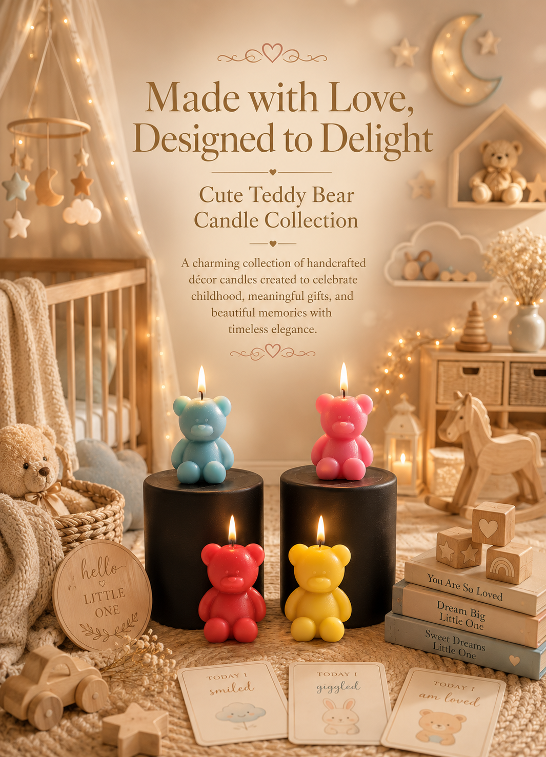 Handmade Teddy Bear Scented Soy Wax Candle 2pc