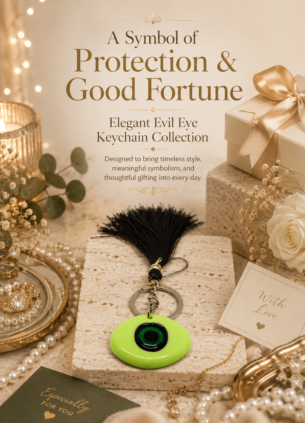 Handmade Resin Evil Eye Keychain