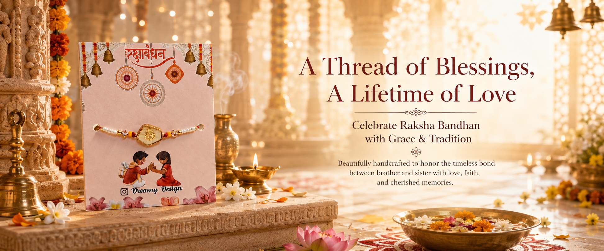 Dreamy Design Ganesha Rakhi for Brother Pack of 2
