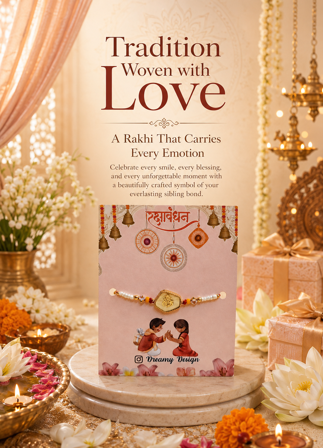Dreamy Design Ganesha Rakhi for Brother Pack of 2