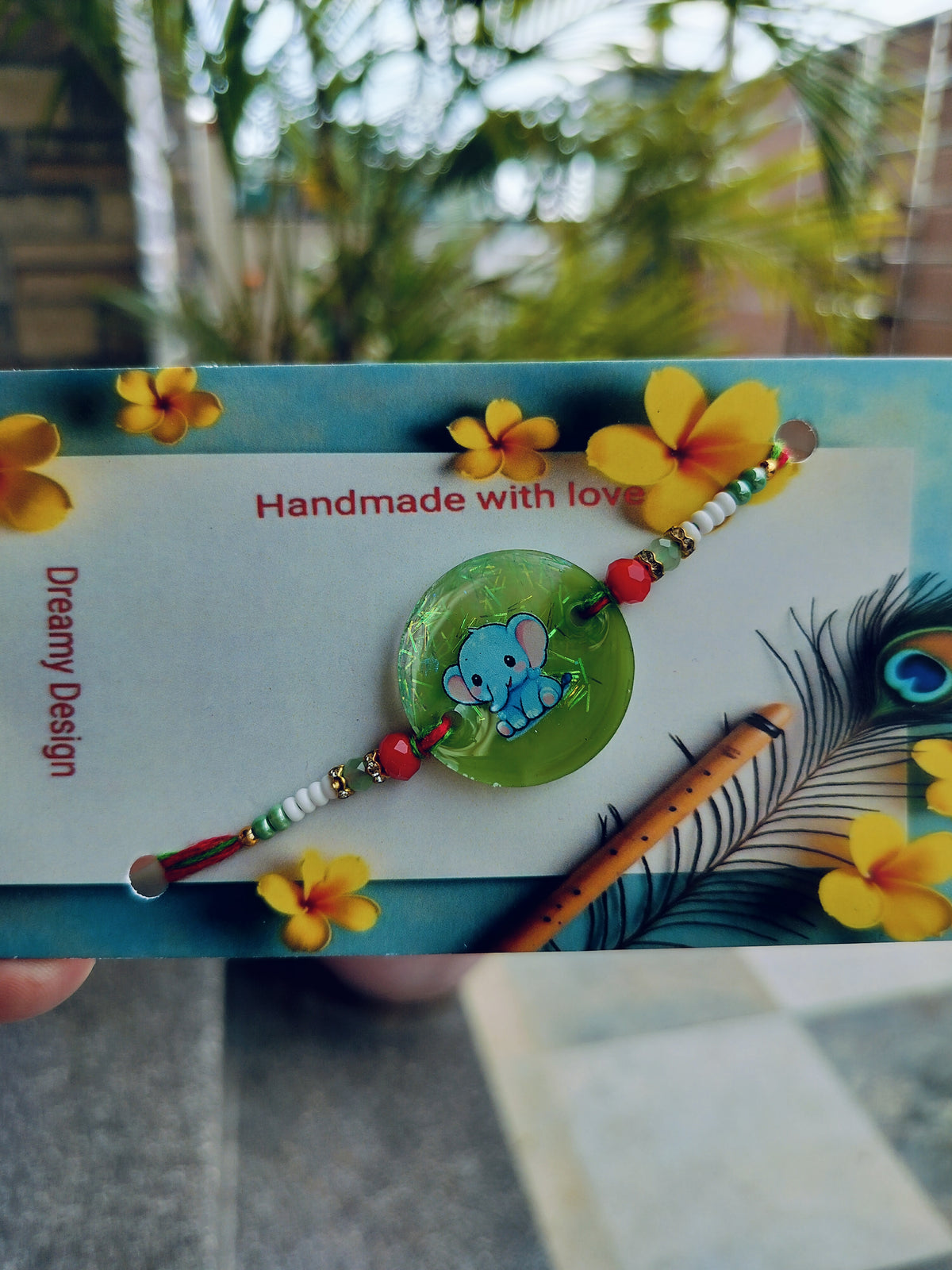 Handmade Baby Elephant Resin Rakhi for Kids