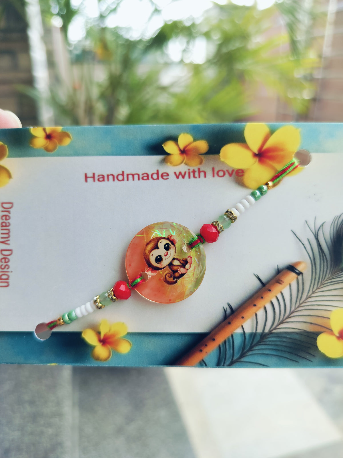 Handmade Baby Monkey Resin Rakhi for Kids