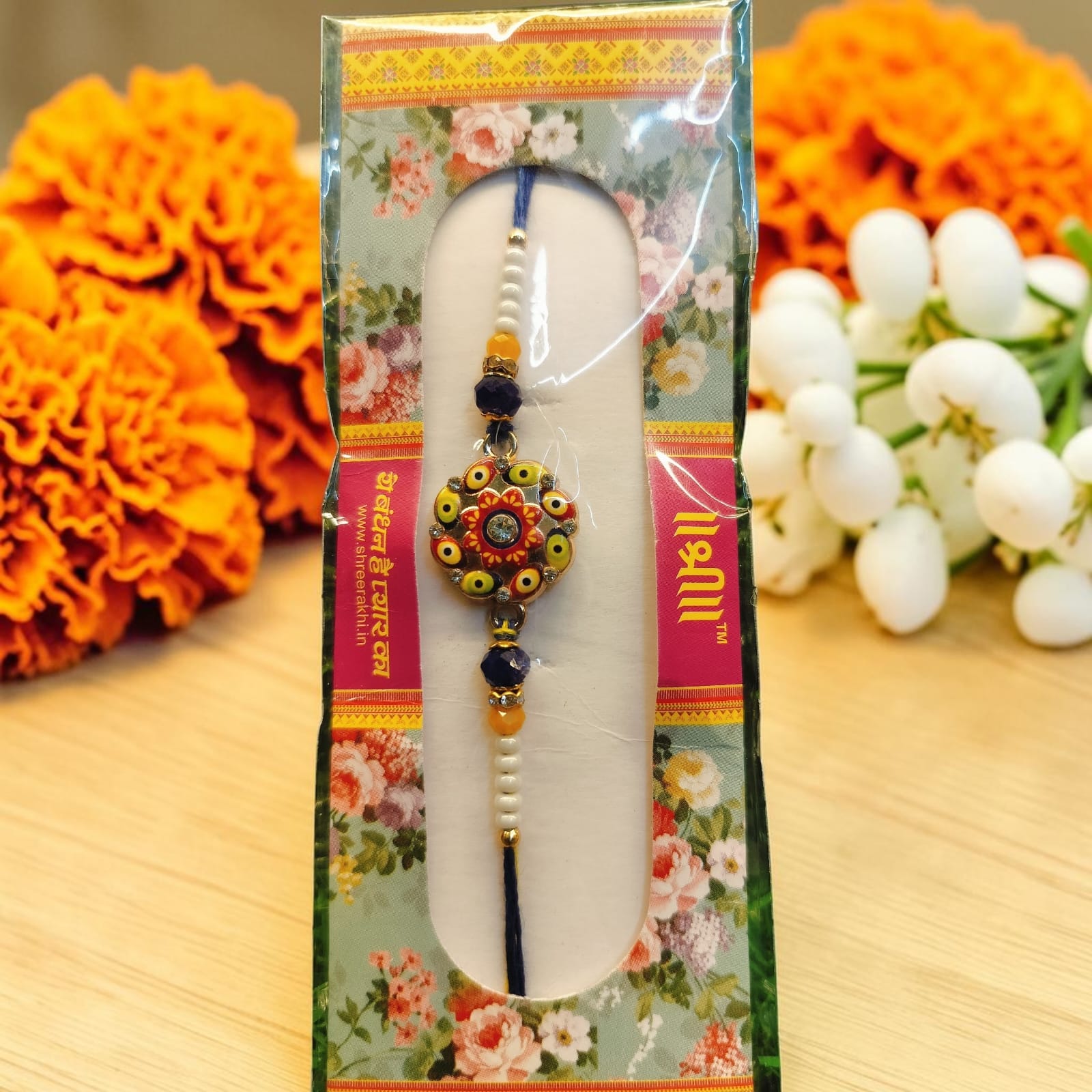 Premium Designer Evil Eye Floral Rakhi