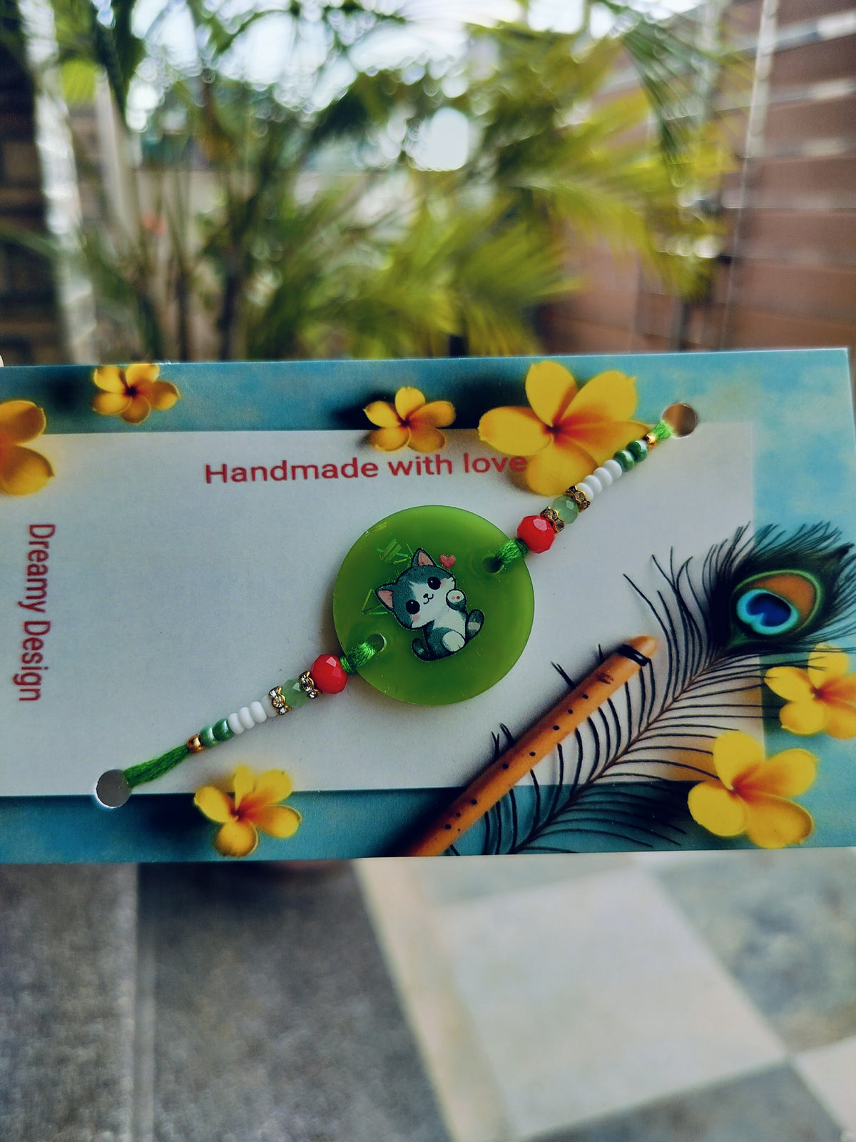 Cute Cat Resin Rakhi for Kids