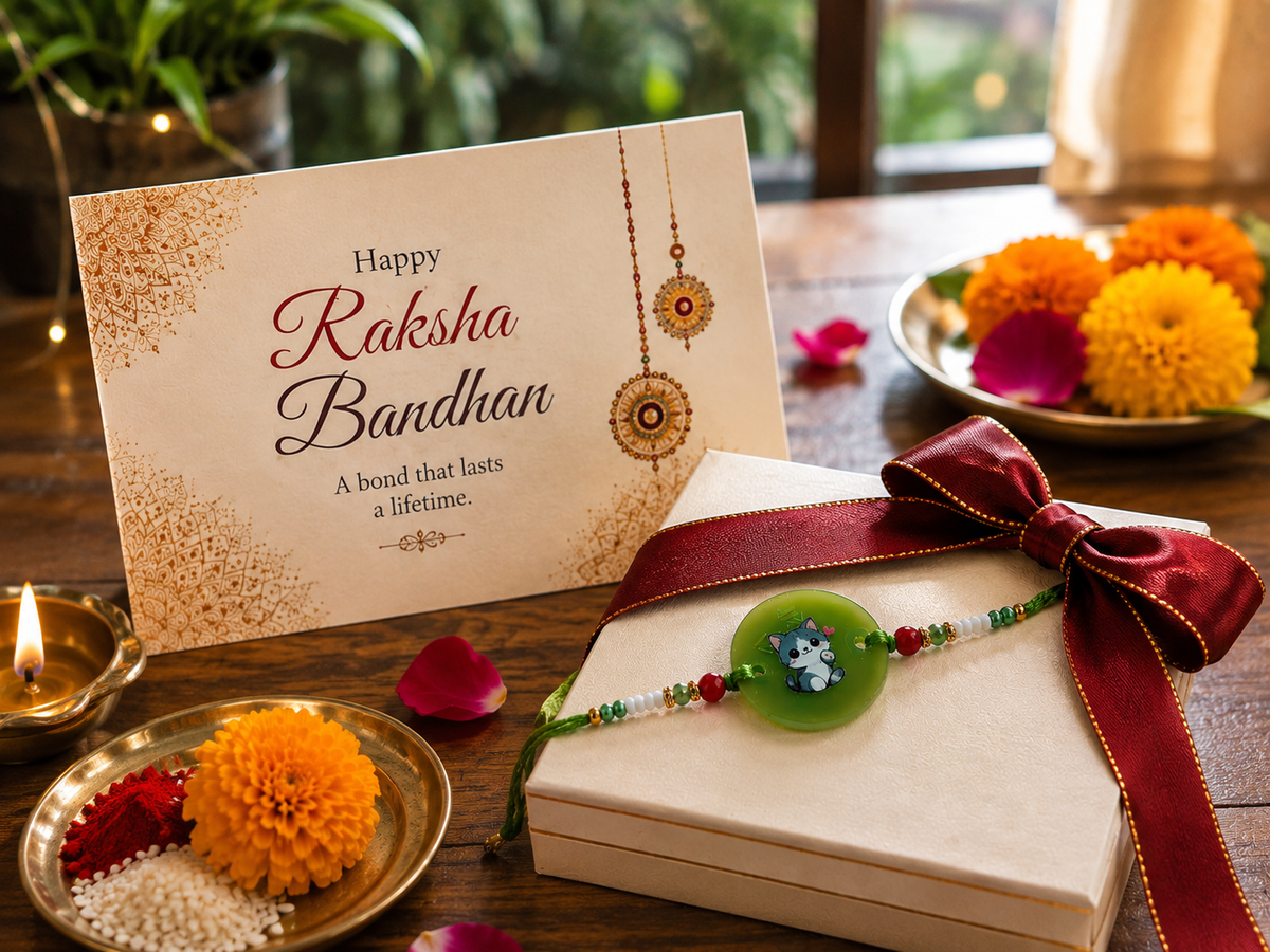 Cute Cat Resin Rakhi for Kids
