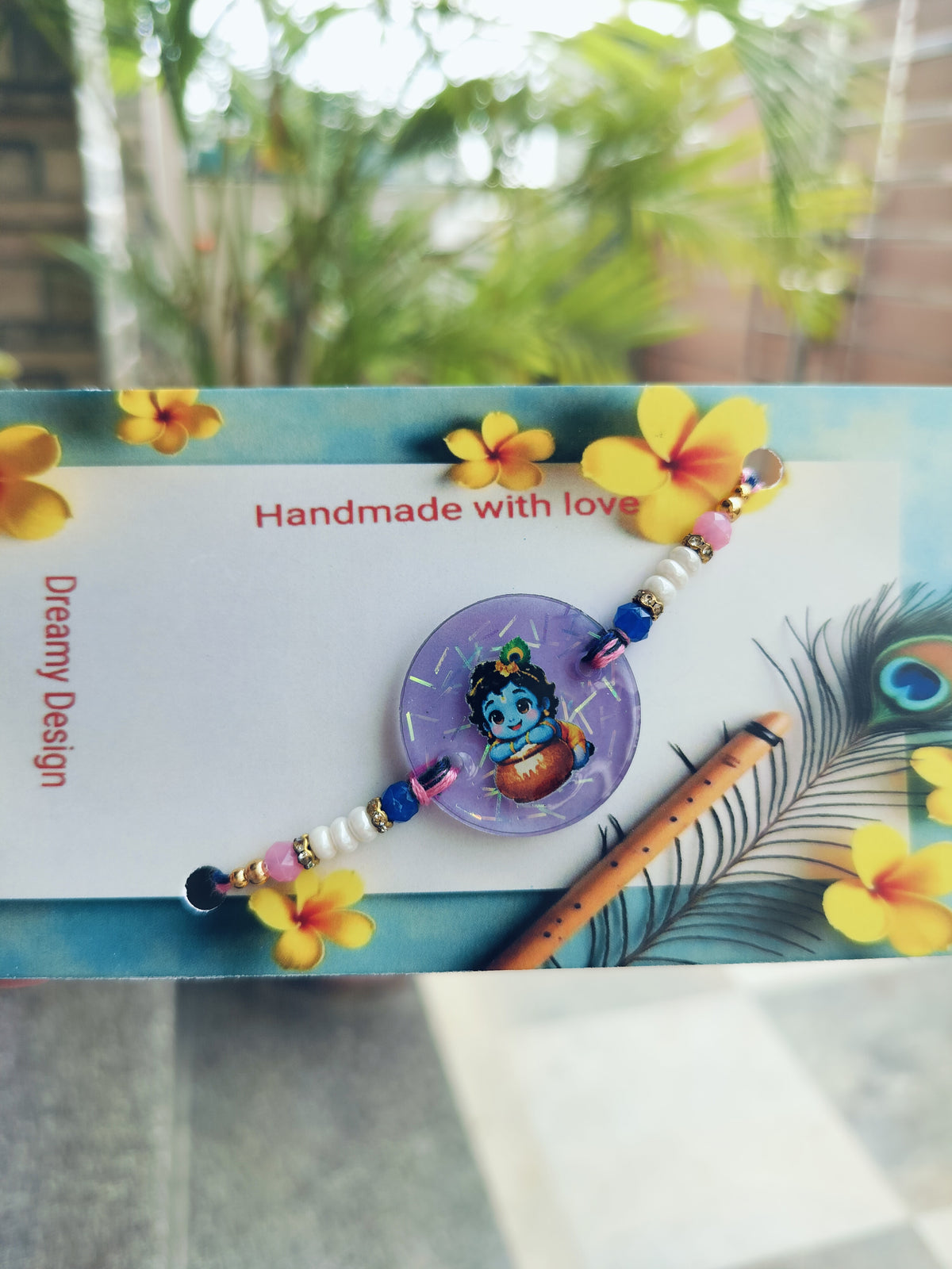 Handmade Bal Krishna Resin Rakhi for Kids | Dreamy Design